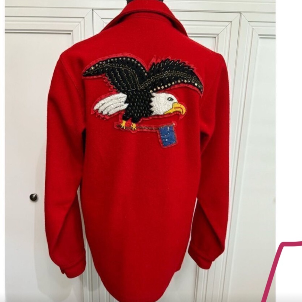 Red Utility Jacket With Embroidered Patch - image 2